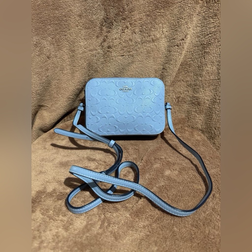 Coach Embossed Signature Leather Mini Camera Bag